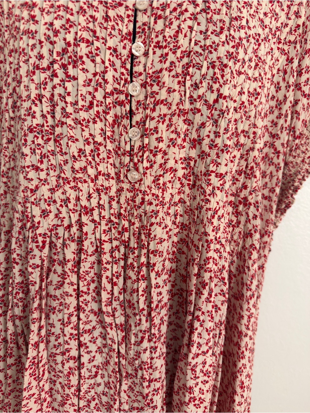 Free People One Fine Day Ditsy Floral Mini Dress Sz M Red Pockets - Picture 8 of 8